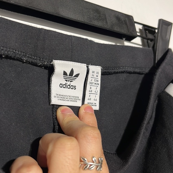 Adidas Black White Three Stripe Trefoil Tights Size Medium - Picture 9 of 9